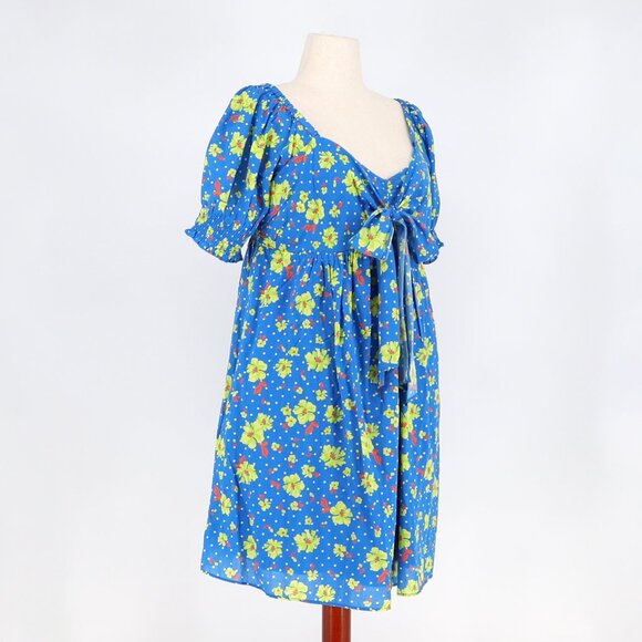 NWT DRAPER JAMES Jennifer Mini Dress in Polka Dot Floral Blue Aster Size XL - Picture 3 of 8
